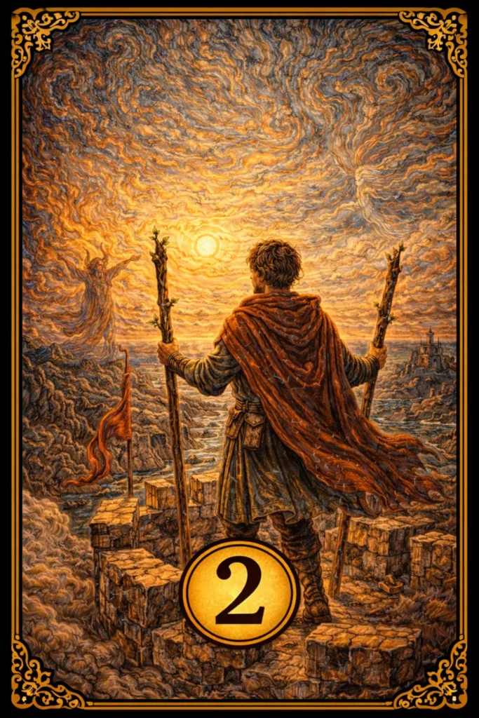 Dos de Bastos tarot significado decisión futuro