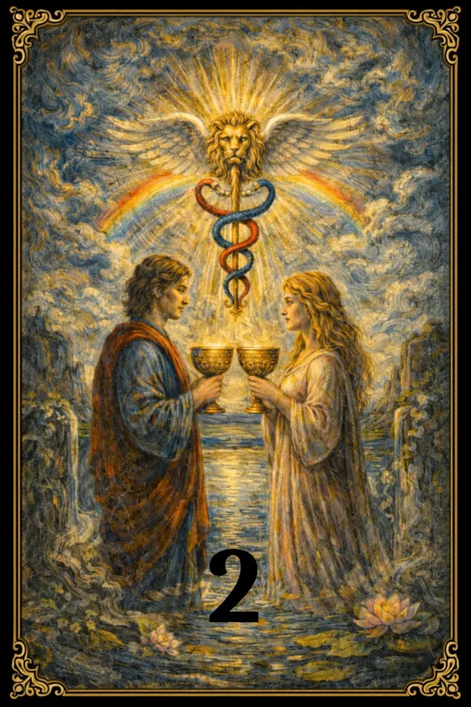 Dos de Copas tarot significado unión pareja conexión