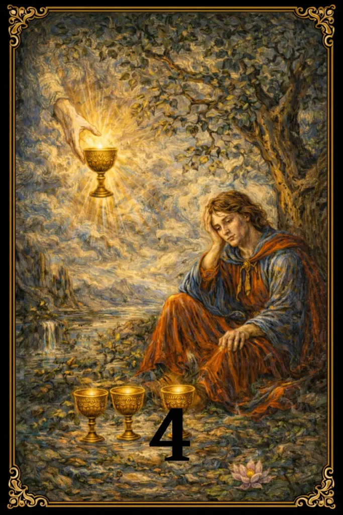 Cuatro de Copas tarot significado apatía introspección oportunidades