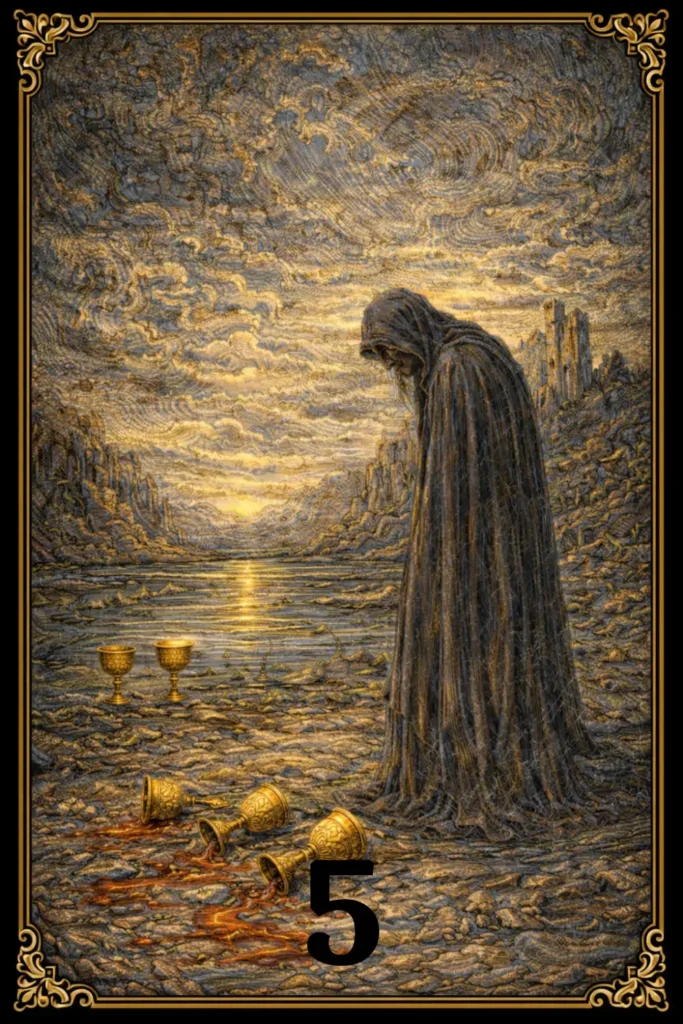 Cinco de Copas tarot significado tristeza pérdida duelo