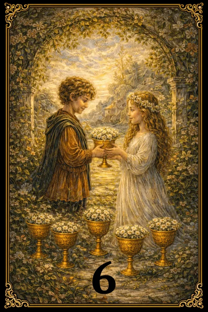 Seis de Copas tarot significado nostalgia pasado recuerdos