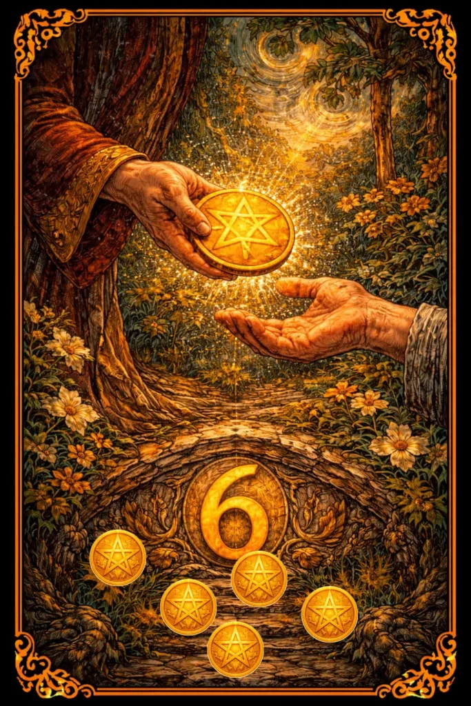 Seis de Oros tarot significado generosidad equilibrio ayuda