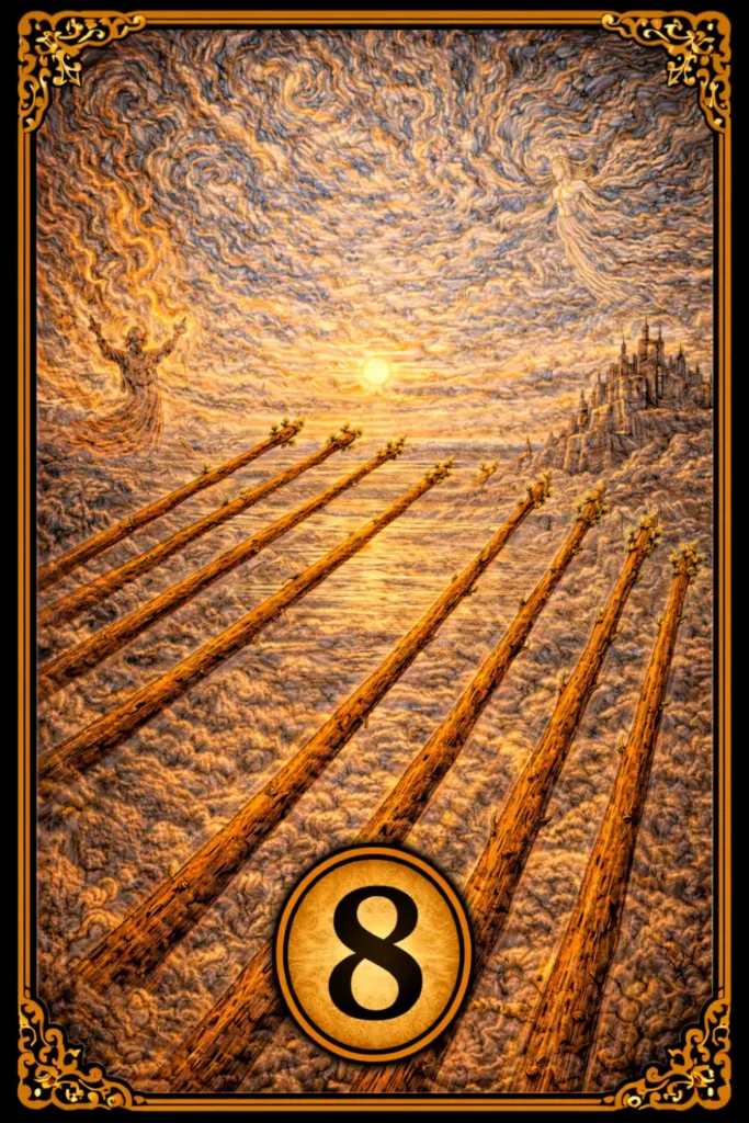 Ocho de Bastos tarot significado rapidez movimiento