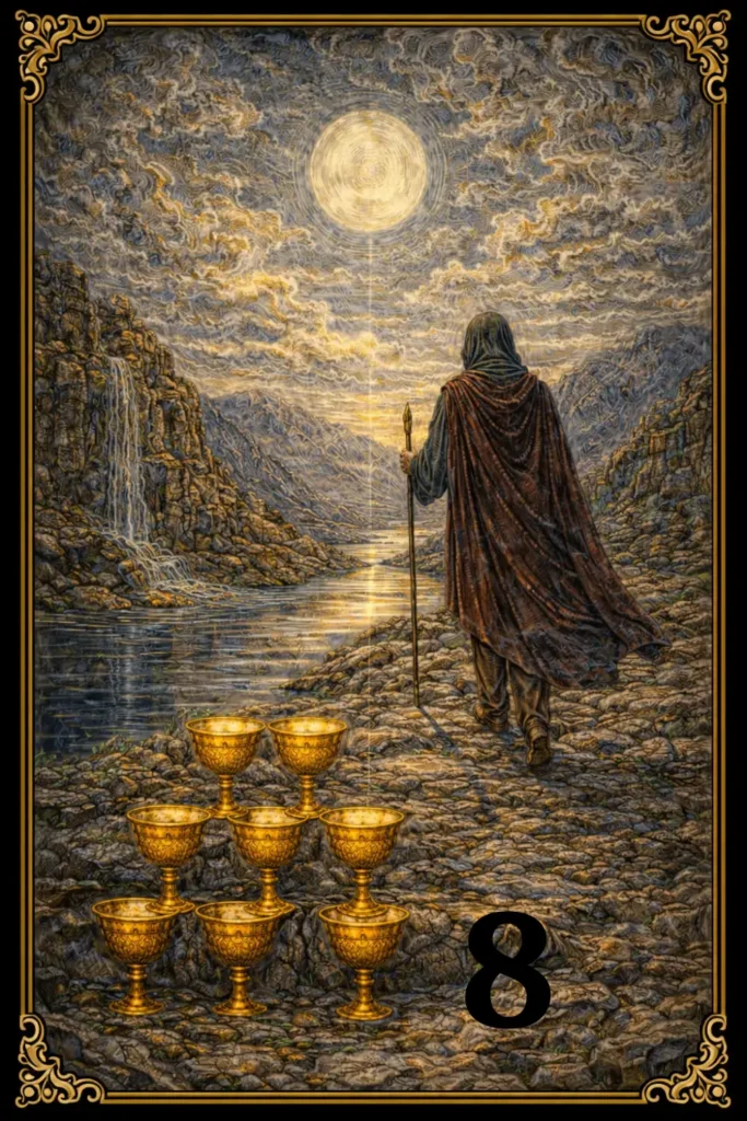 Ocho de Copas tarot significado abandono cambio búsqueda