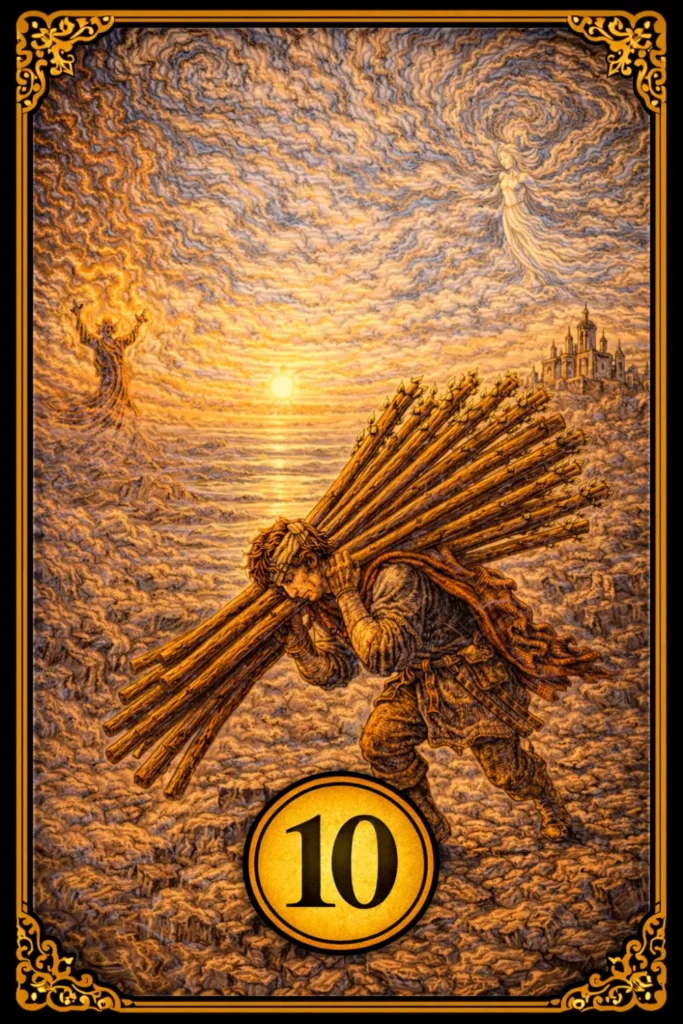 Diez de Bastos tarot significado carga responsabilidad