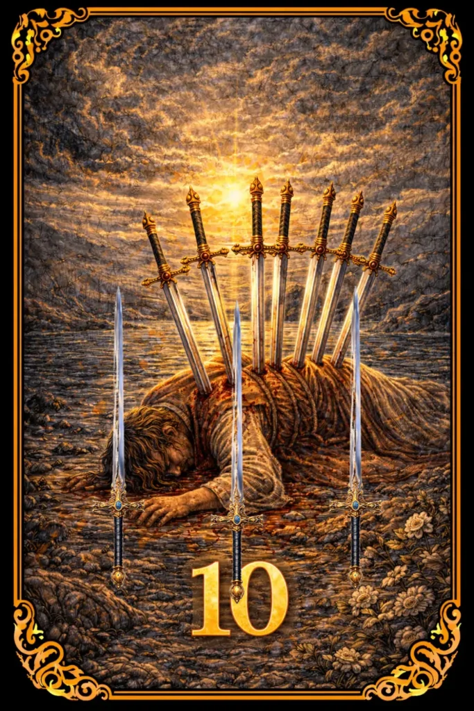 Diez de Espadas tarot significado final dolor traición