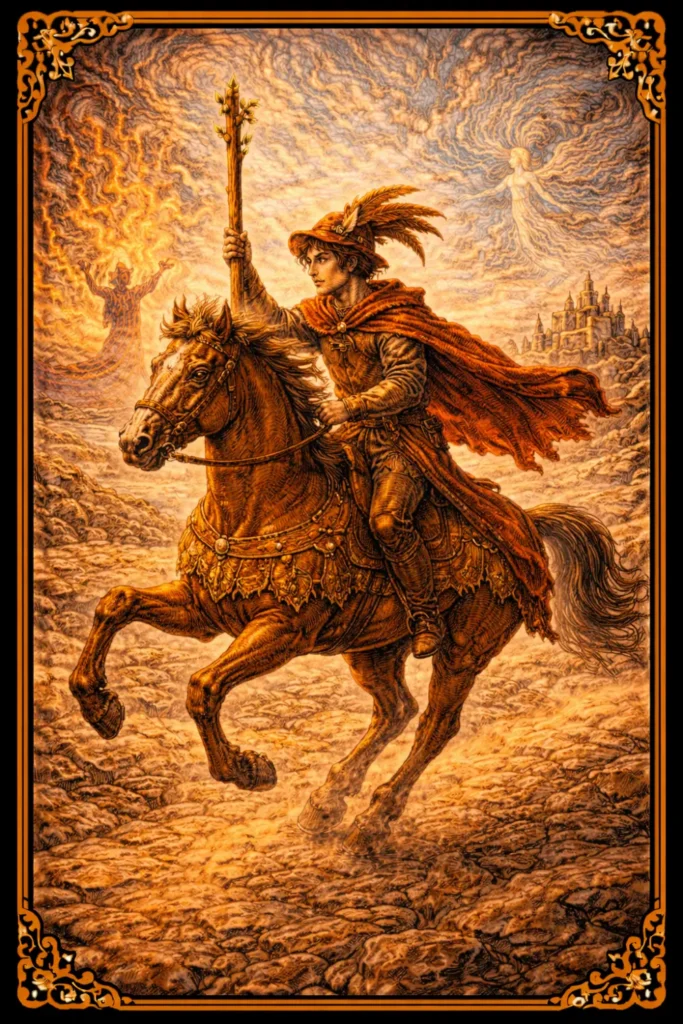 Caballero de Bastos tarot significado acción impulso