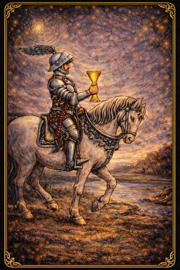 Caballero de Copas tarot significado amor acción romanticismo