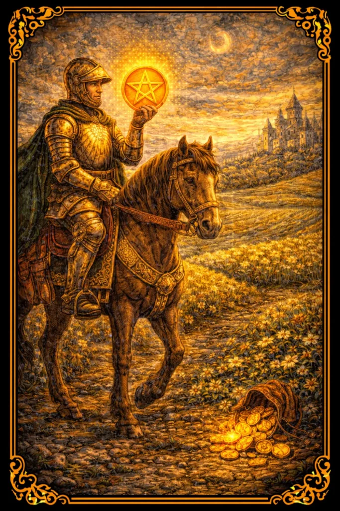 Caballero de Oros tarot significado constancia trabajo disciplina