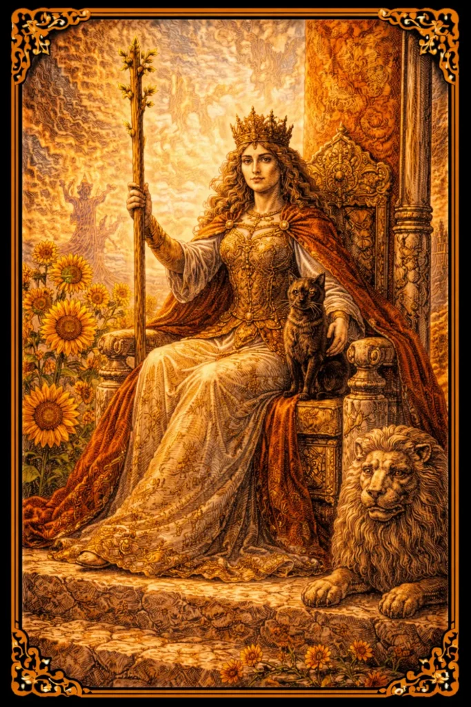 Reina de Bastos tarot significado confianza liderazgo