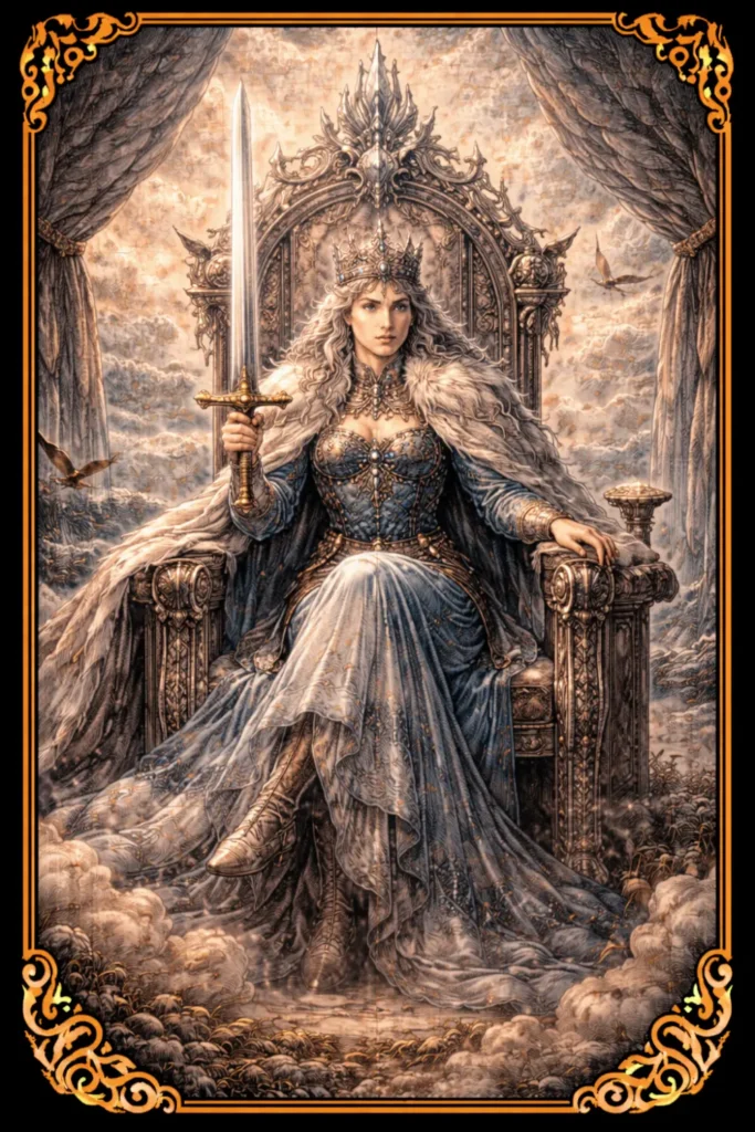 Reina de Espadas tarot significado inteligencia claridad independencia